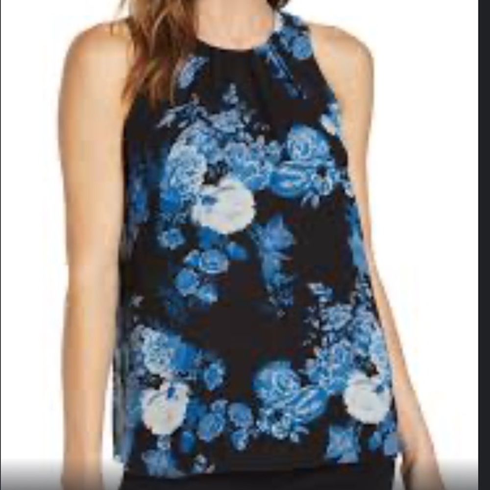 NEW Vince Camuto Floral Print Black Tank Top S